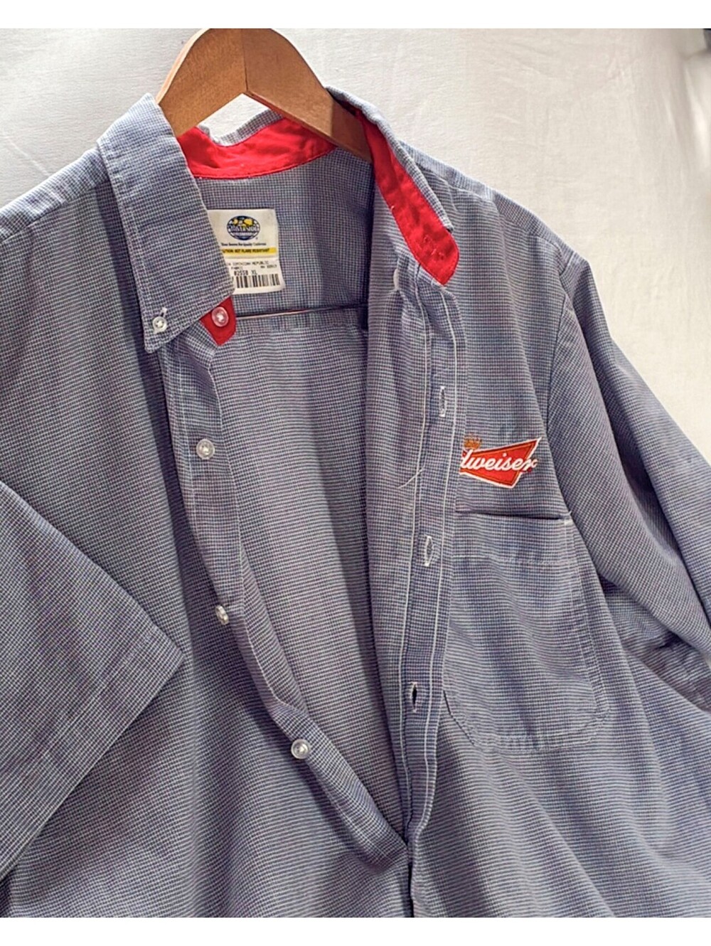 90s Riverside Budweiser Uniform Work Shirt Embroidered Beer